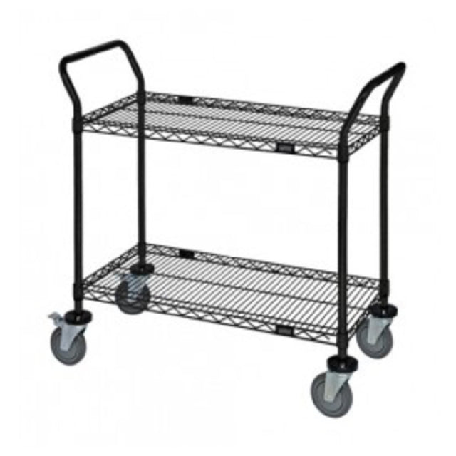 Quantum WRC-2436BK-2 Utility Cart 36"W X 24"D X 37-1/2"H (2) Wire Shelves