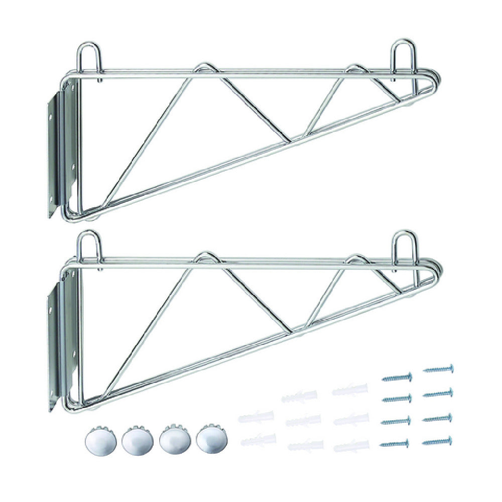 Hubert 59513 - CenPro Deep Wall Mounting Brackets For Chrome Wire Shelving, 14", (2 Per Set)