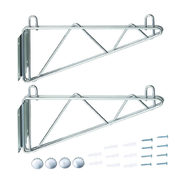 Hubert 59513 - CenPro Deep Wall Mounting Brackets For Chrome Wire Shelving, 14", (2 Per Set)