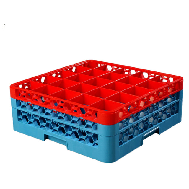 Carlisle RG25-2C410 Carlisle OptiClean™ Dishwasher Glass Rack 25-compartments (3-1/2" X 3-1/2") With (2) Color-coded Extenders