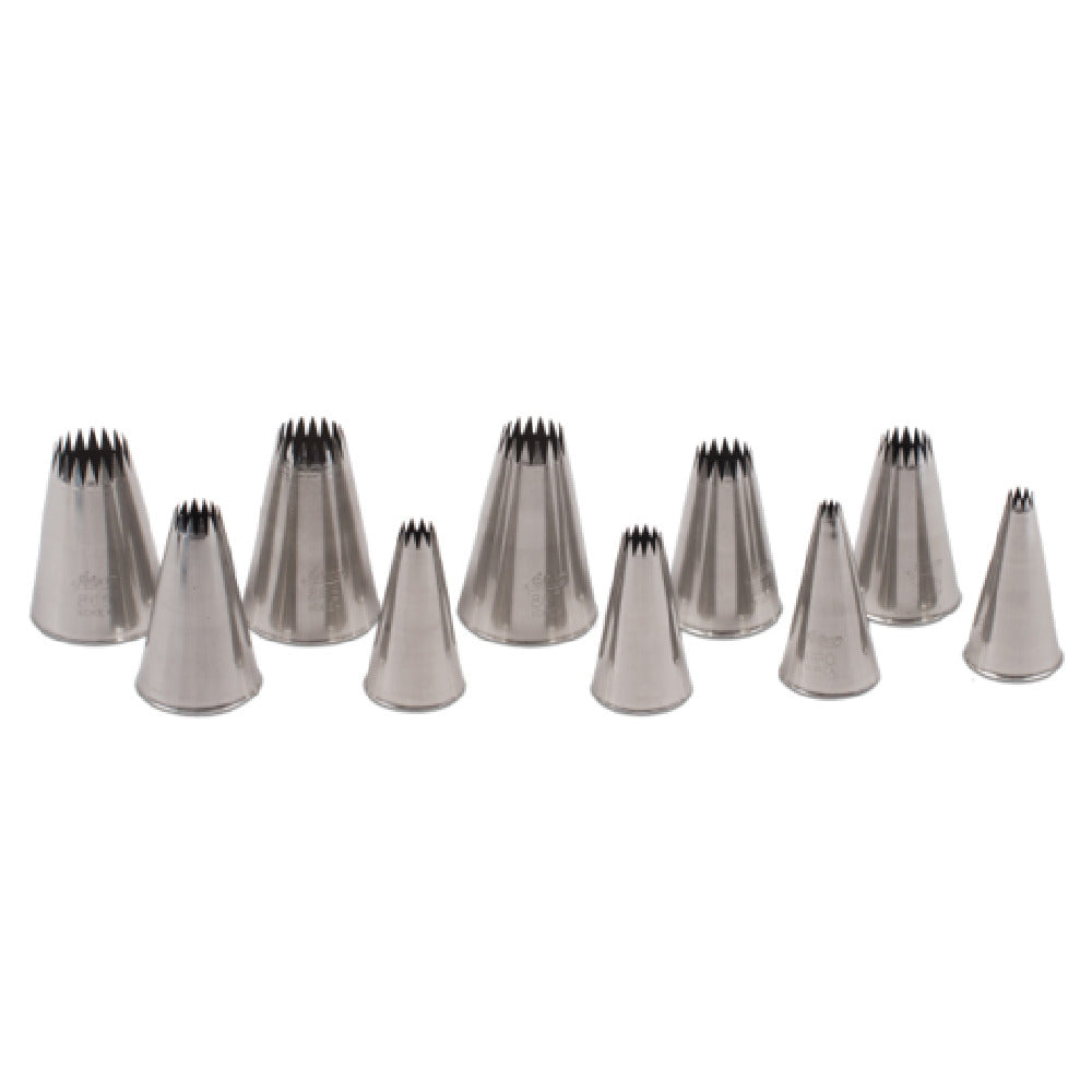JB Prince B611 S Ateco Pastry Tube Tip Sizes 0- 9 French Star