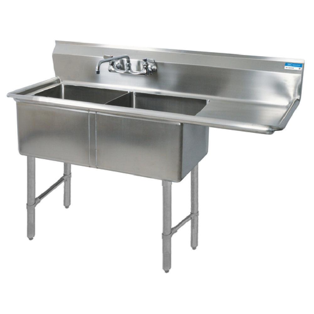BK Resources BKS6-2-24-14-24RS Sink Two Compartment 76-3/16"W X 29-1/2"D X 44-1/16"H Overall Size