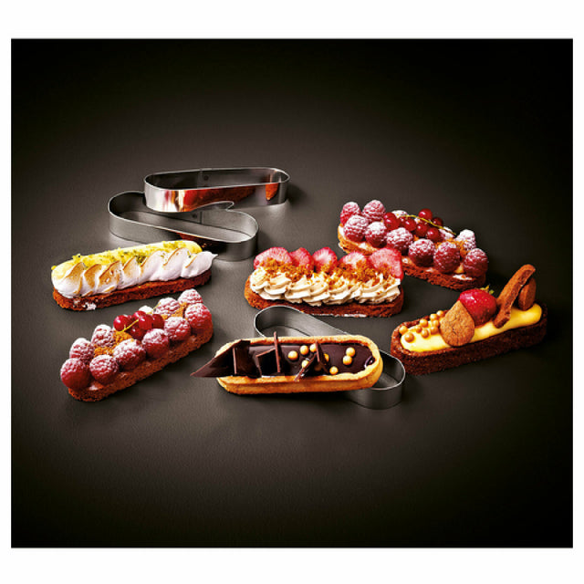 Matfer 371152 Mozaïk Finger Tartlet Mold 5-1/6"L X 1-1/2"W X 3/4"H Oval