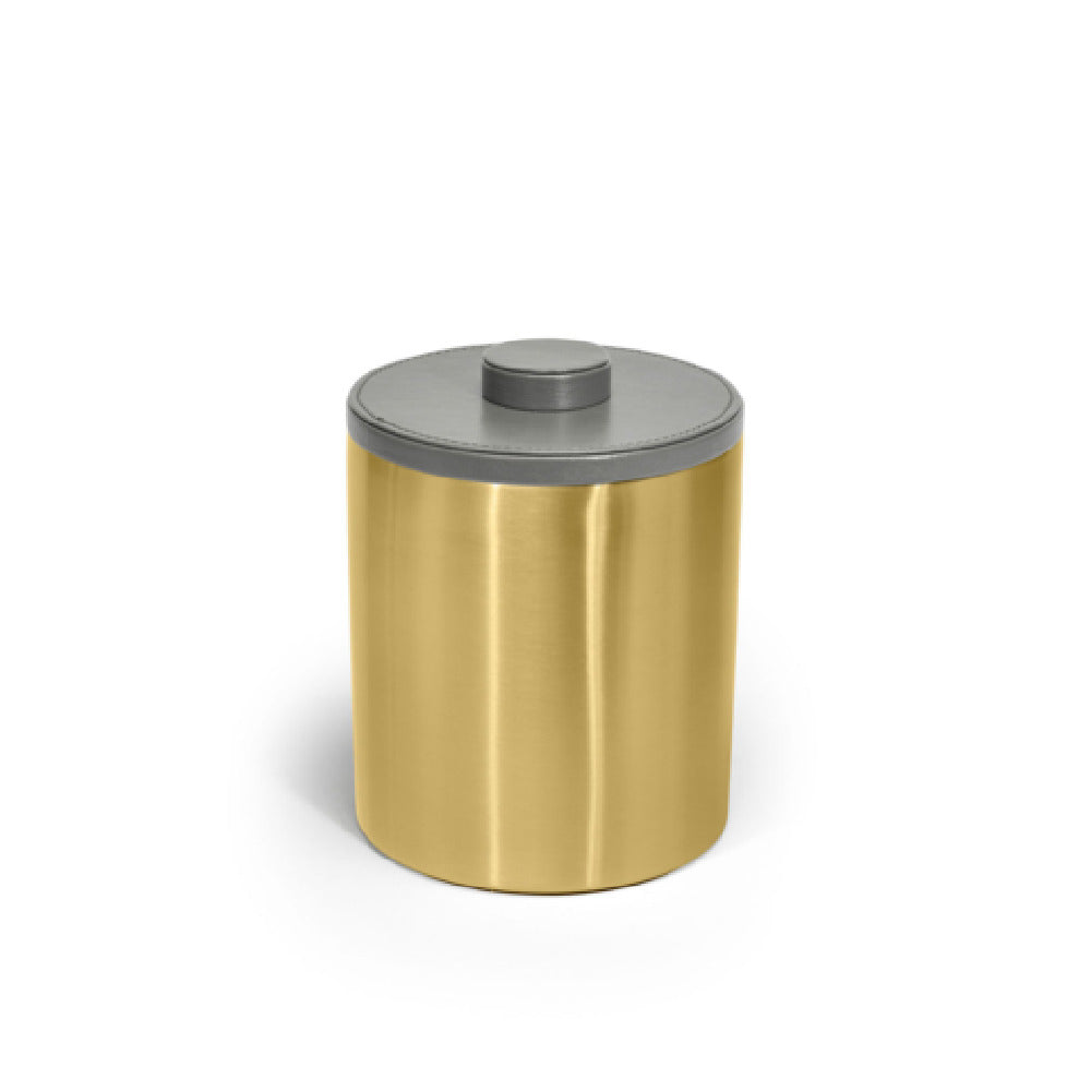 FOH RIB067GOS21 2qt Round Stainless Ice Bucket Matte Brass With London Smoke Lid