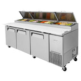 Turbo Air TPR-93SD-N Super Deluxe Pizza Prep Table Three-section 31.0 Cu. Ft.