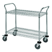 Quantum WRSC-1860-2 Utility Cart 60"W X 18"D X 37-1/2"H (2) Wire Shelves