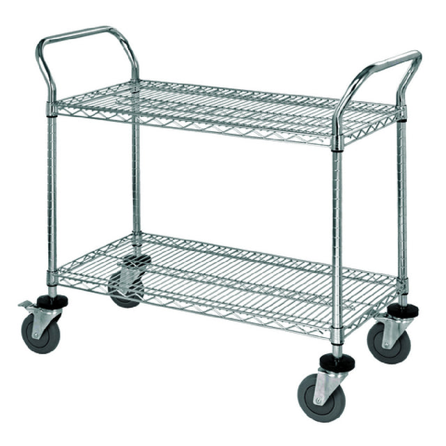 Quantum WRSC-1860-2 Utility Cart 60"W X 18"D X 37-1/2"H (2) Wire Shelves