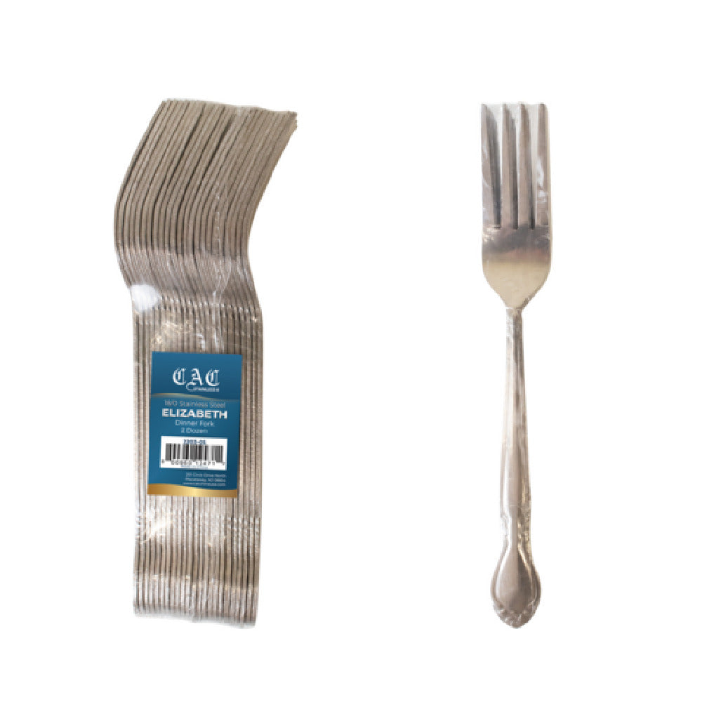 CAC China 2203-05 Elizabeth Dinner Fork 7 1/4" 18/0 Stainlesss Steel Frost Finish