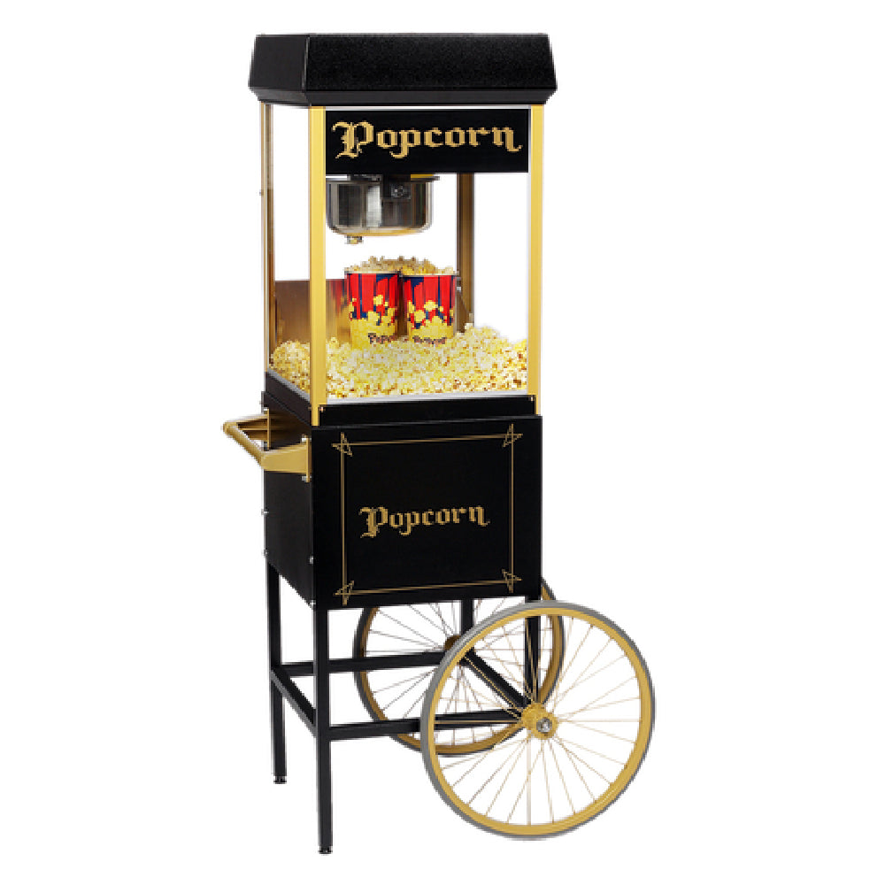 Gold Medal 2689BKG - Black & Gold Fun Pop Cart, 18-1/4" X 18-1/4", Silk-screened "Popcorn" Graphic