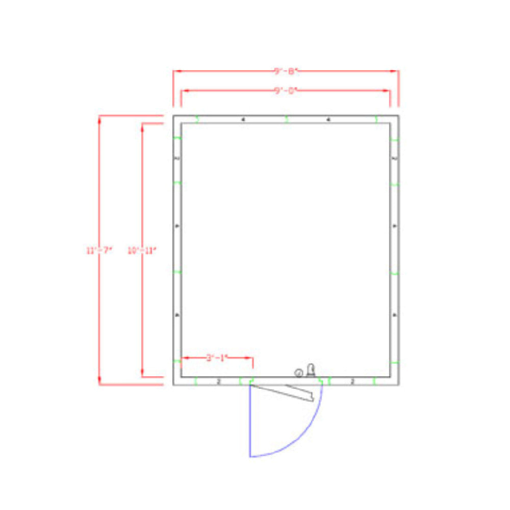 American Panel 10X12C-O Walk-In Cooler 7'-3-3/4" H X 9'-8" W X 11'-7" D Outdoor