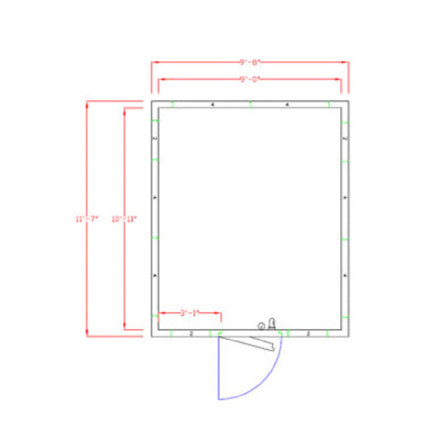 American Panel 10X12C-O Walk-In Cooler 7'-3-3/4" H X 9'-8" W X 11'-7" D Outdoor