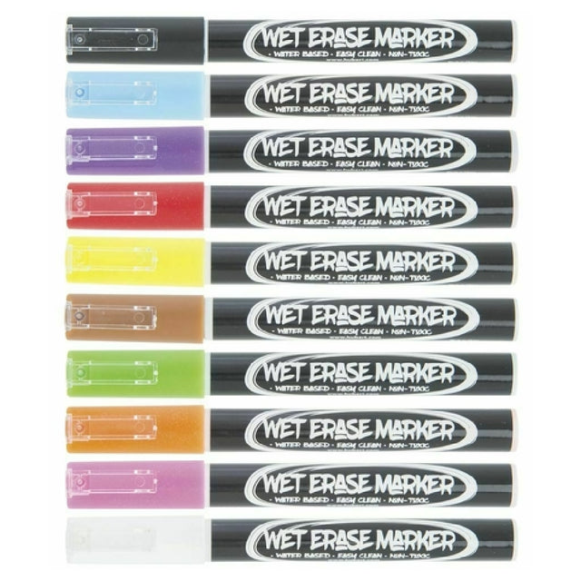Hubert 74372 - Wet Erase Marker Set, 9-piece, Fine Point