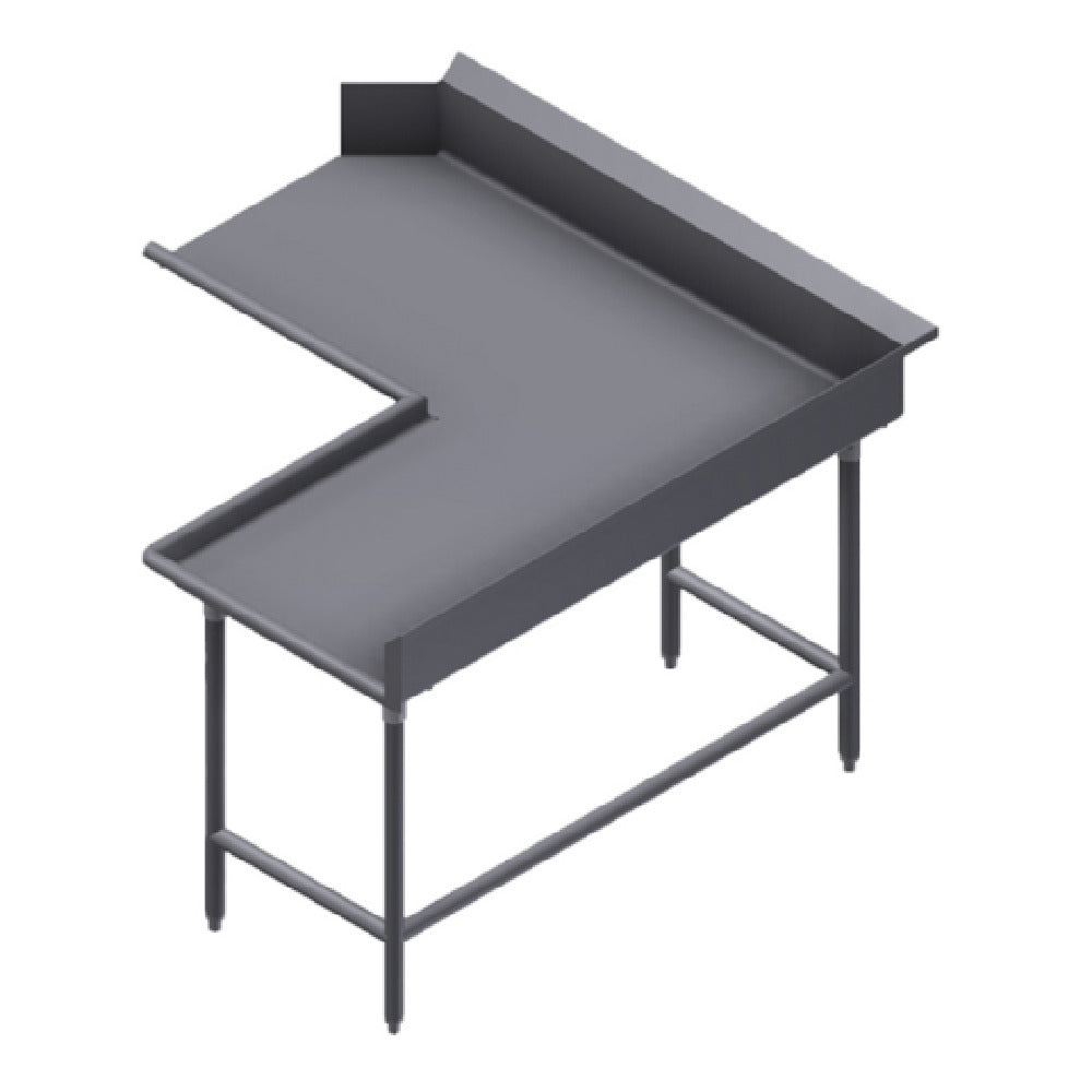 Winholt CDT-16-C-72L Corner Clean Dish Table Left To Right Stainless Steel Legs And Clad Bullet Feet