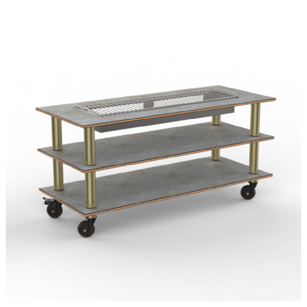 Steelite MGCMLD06GBXH - Modular Heat Table Grey Slate Brushed Brass Heavy D, 71.0" X 29.5" X 95.5"