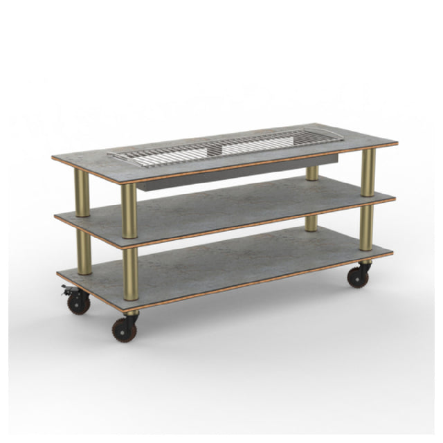 Steelite MGCMLD06GBXH - Modular Heat Table Grey Slate Brushed Brass Heavy D, 71.0" X 29.5" X 95.5"