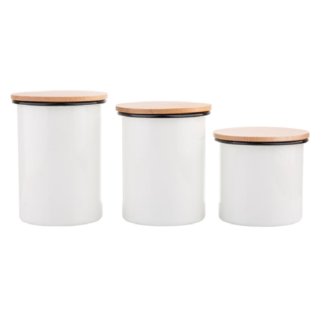 Tablecraft H80003 Enamelware Collection™ Canister Set 3 Piece Includes: (1) 28 Oz. (700014)