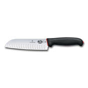 Victorinox Swiss Army 5.2523.17DB - Santoku Knife, 7" Granton Edge, Black/red Dual Grip