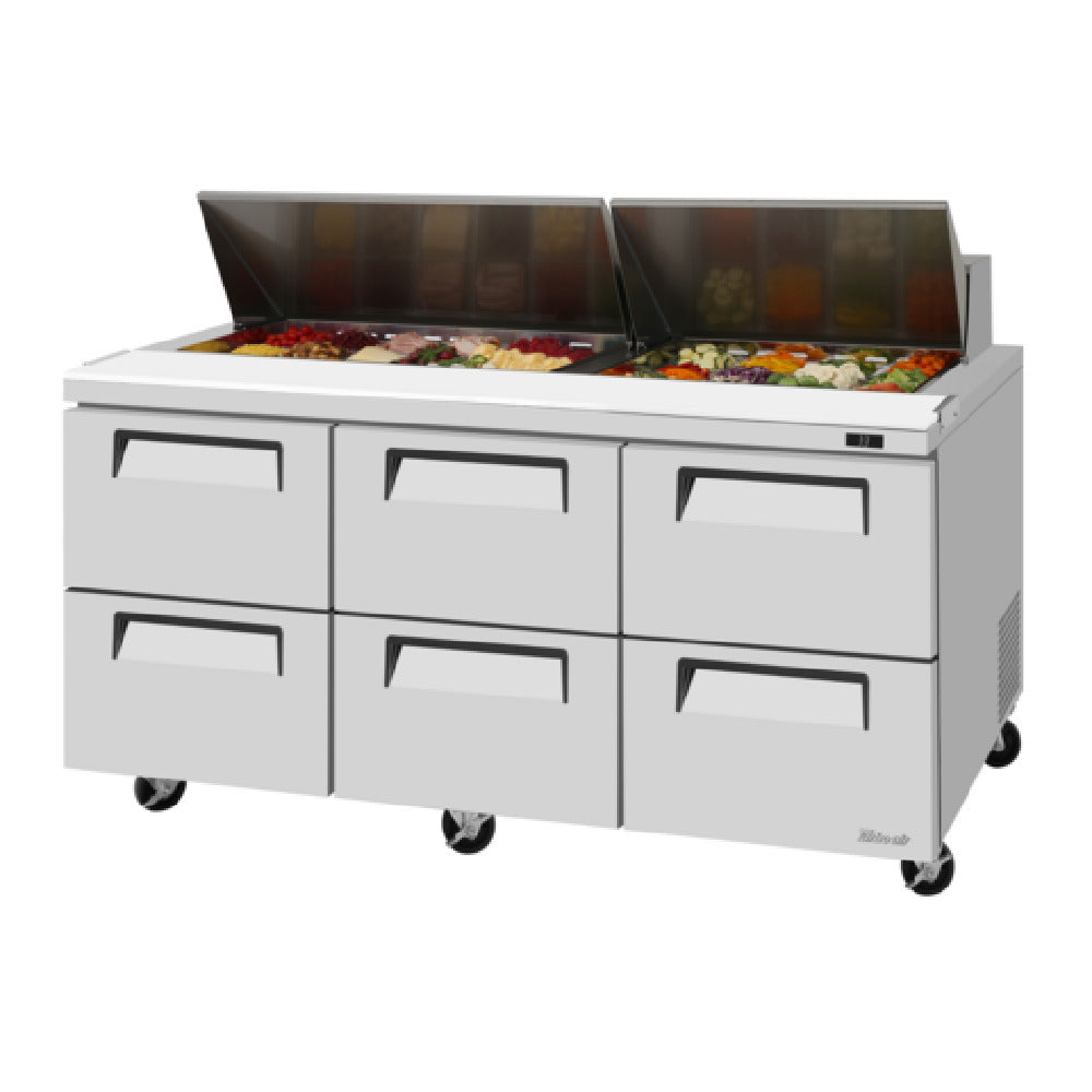 Turbo Air TST-72SD-D6-N Super Deluxe Sandwich/Salad Unit Three-section 23 Cu. Ft.