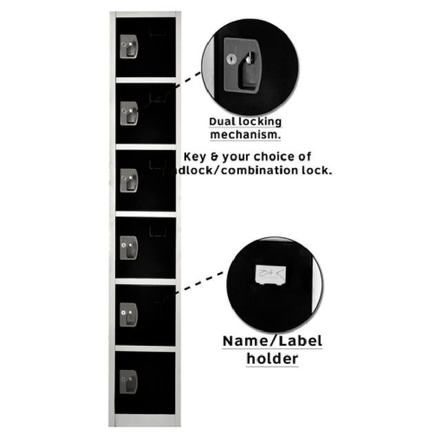 Alpine Industries ADI629-206-BLK Storage Locker 72" H X 12" W Six-compartment