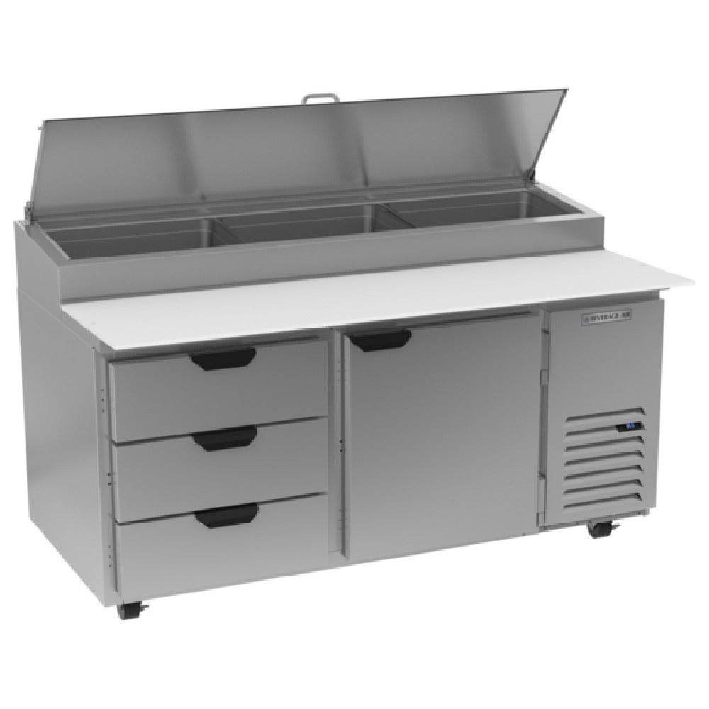 Beverage Air DPD67HC-3 Pizza Top Refrigerated Counter Two-section 67"W