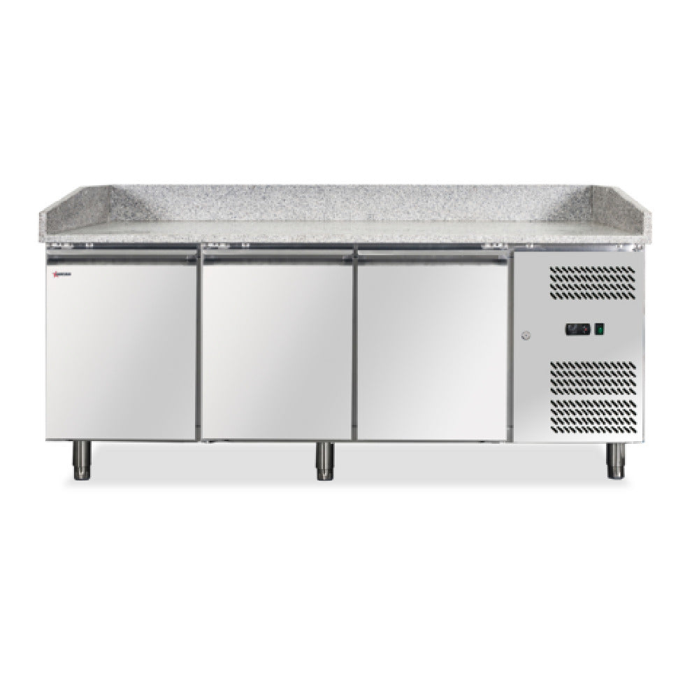 Omcan 41145 (PT-CN-0580) Refrigerated Pizza Prep Table With Granite Top Three-section