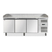 Omcan 41145 (PT-CN-0580) Refrigerated Pizza Prep Table With Granite Top Three-section