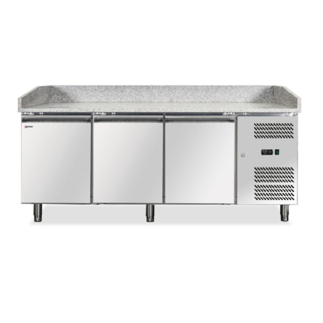 Omcan 41145 (PT-CN-0580) Refrigerated Pizza Prep Table With Granite Top Three-section