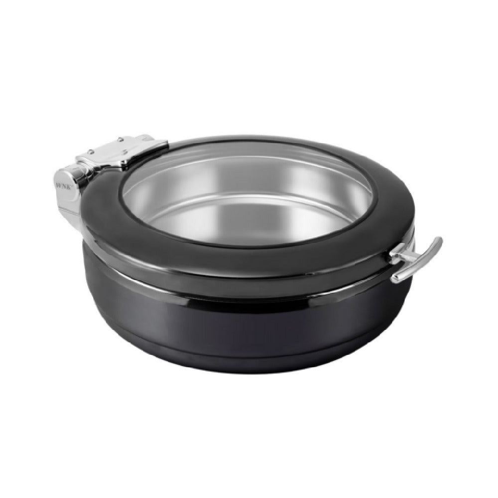 Steelite 5370S588 - Round Induction Chafer W/ Glass Lid S/S Insert Sand, 5.5 Qt, 14.75" X 18.875" X 6.75"