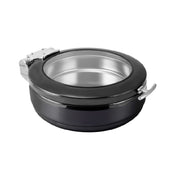 Steelite 5370S588 - Round Induction Chafer W/ Glass Lid S/S Insert Sand, 5.5 Qt, 14.75" X 18.875" X 6.75"