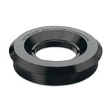 A black, circular plastic guard or outer lid with a wide rim and large central hole. Raised text around the rim reads: CAUTION DO NOT OPERATE WITHOUT THIS COVER IN PLACE. The item sits on a plain white background.