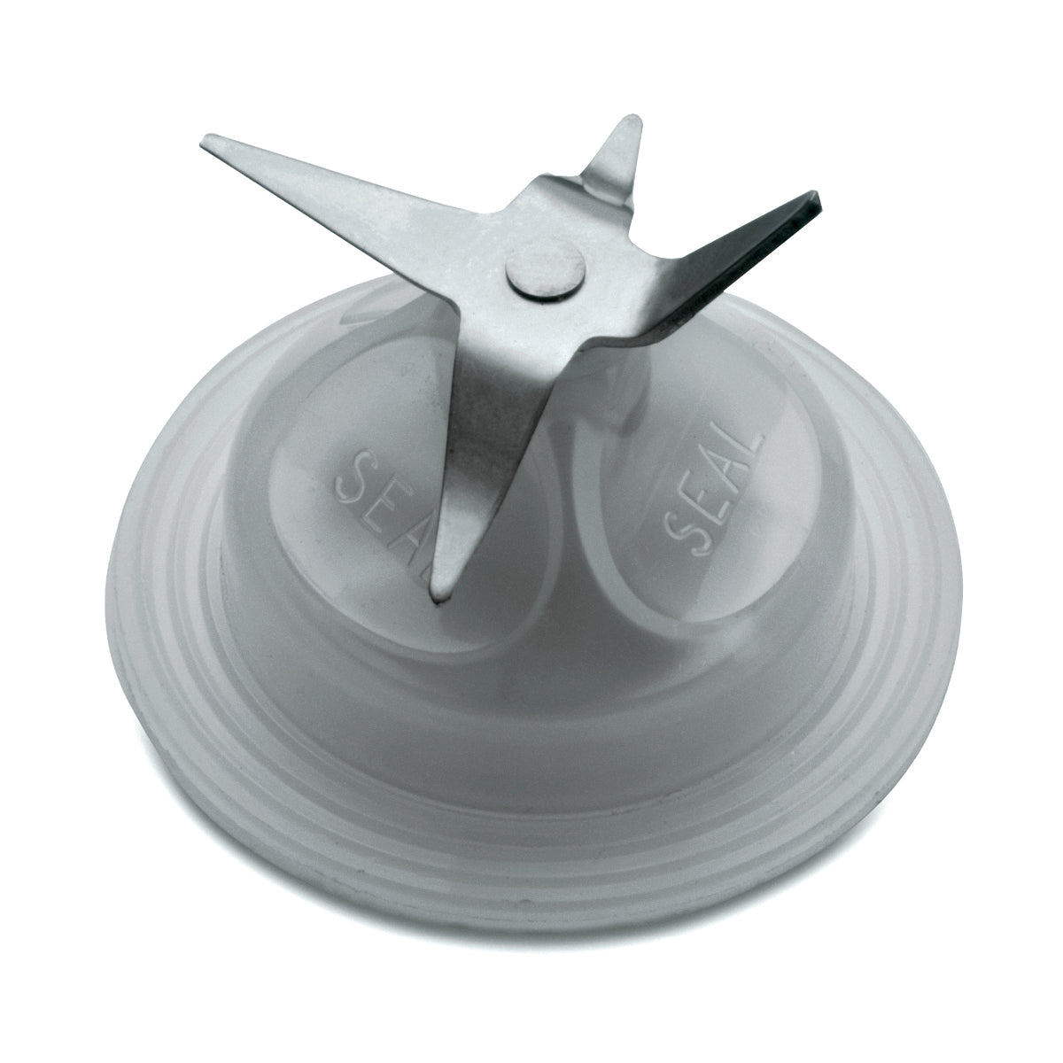 A close-up of a Waring Repair Kit Blade for the BB150 blender shows four sharp metal blades fixed to a circular plastic base with a white rubber sealing ring. The word SEAL is embossed twice on the base beneath the blades.