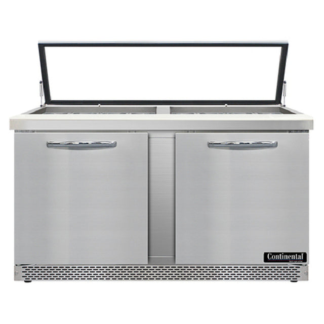 Continental Refrigerator SW60N24M-HGL-FB Mighty Top Sandwich Unit With Hinged Glass Lid