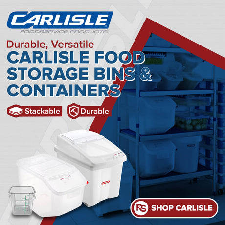 Carlisle commercial food storage bins and containers designed for durability, stackable storage, and efficient food organization in restaurant kitchens.