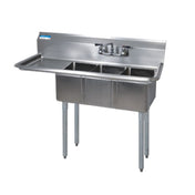 BK Resources BKS-3-1014-10-15L Convenience Store Sink Three Compartment 47-1/2"W X 19-13/16"D X 39-3/4"H Overall Size