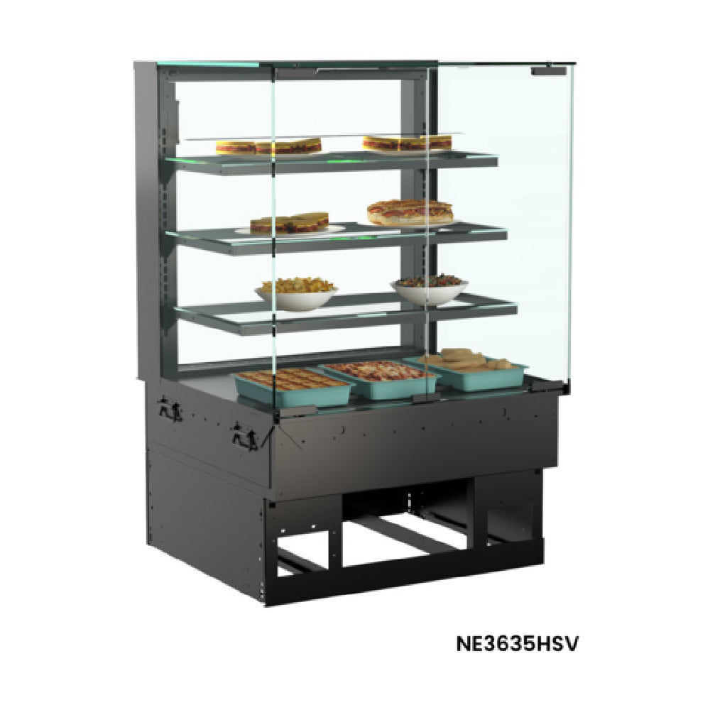 Structural Concepts NE3635HSV Reveal® Service Heated Slide In Counter Case 35-3/4"W X 33"D X 35-3/8"H (above Counter) 54-5/8"H (overall)