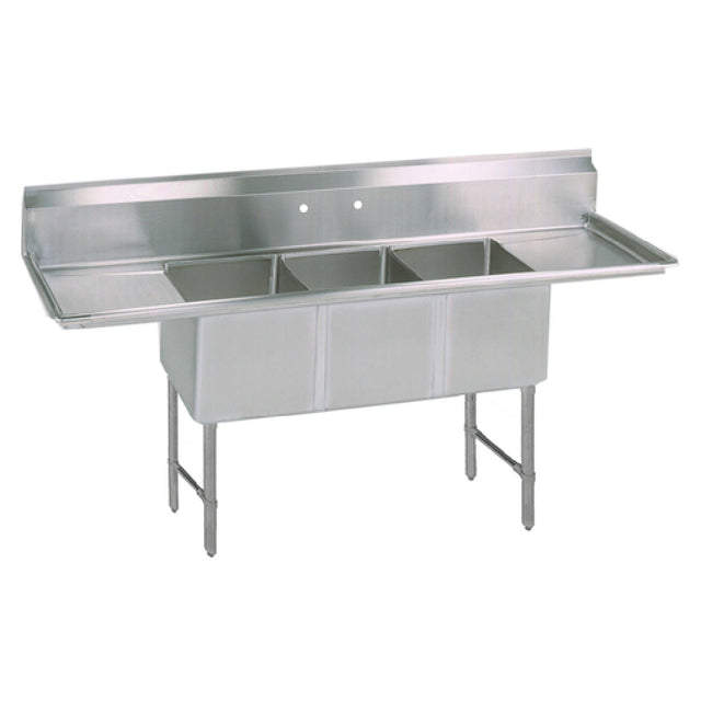 BK Resources BKS6-3-1824-14-18TS Sink Three Compartment 93-1/4"W X 29-1/2"D X 44-1/16"H Overall Size
