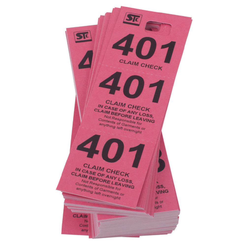 Stanton Trading 3GCR-PINK Coat Room Check Cardboard Triplicate Tickets Pink
