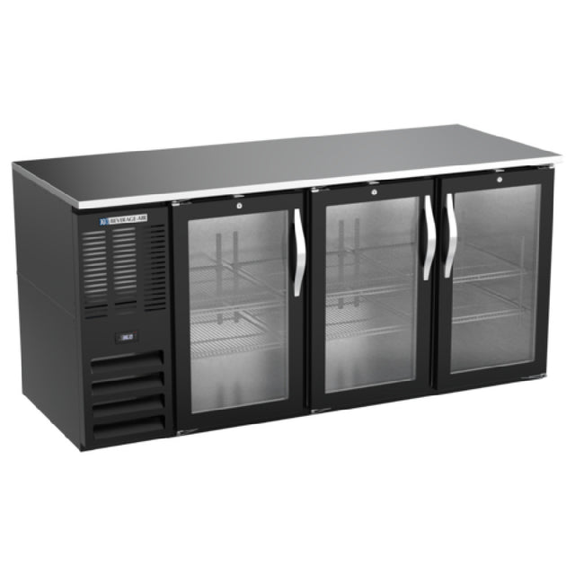 Beverage Air BB72HC-G-B - Refrigerated Back Bar Storage Cabinet, Three-section, 72"W X 30-3/8"D X 34"H