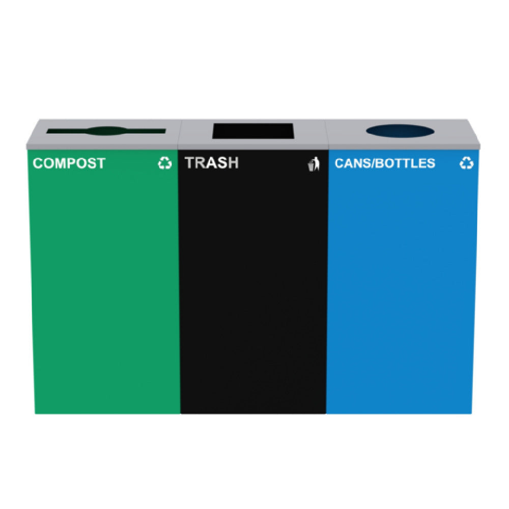 Alpine Industries ALP4450-BLK-KIT38 Cans & Bottles Bin With Compost And Trash Can Station