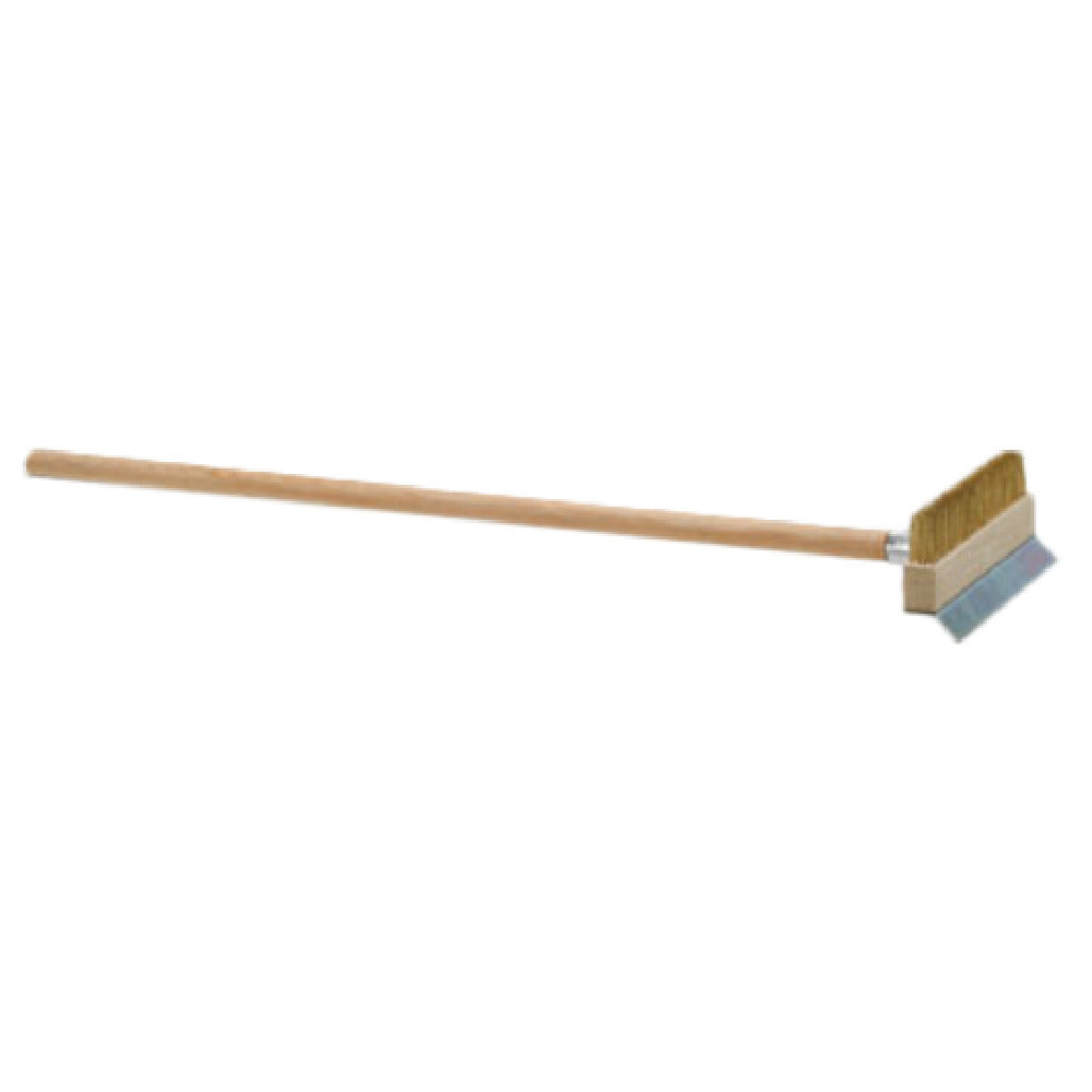 Royal ROY BR PZA - Pizza Oven Brush, 36" Long Metal Threaded Wood Handle, Brass Bristles And Metal Scraper