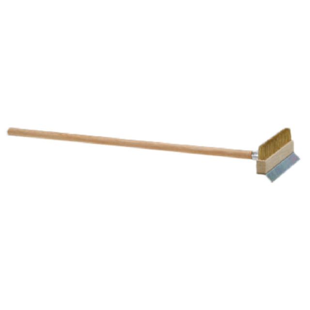 Royal ROY BR PZA - Pizza Oven Brush, 36" Long Metal Threaded Wood Handle, Brass Bristles And Metal Scraper