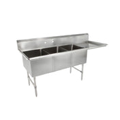 John Boos 3B18244-1D18R-X "B" Series Sink 3-compartment 76"W X 29-1/2"D X 44"H Overall Size