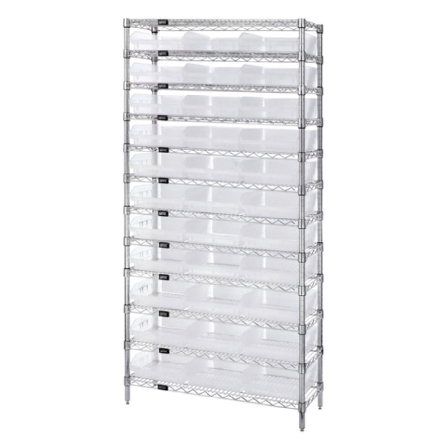 Quantum WR12-109CL Bin Wire Shelving System 36"W X 12"D X 74"H Overall Size 800 Lb. Capacity Per Shelf