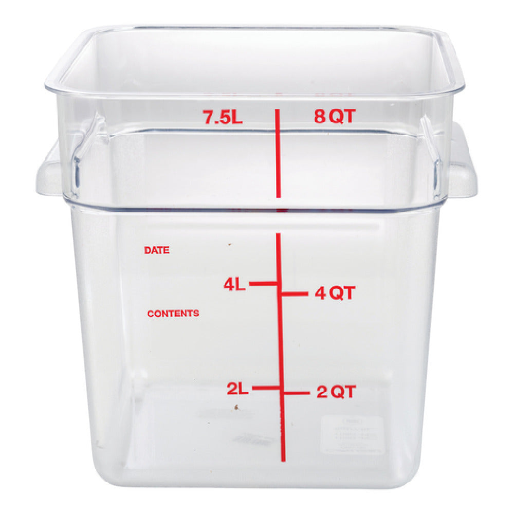 Hubert 81662 - HUBERT® 8 Qt Clear Plastic Storage Container - 8 3/4"L X 8 3/4"W X 9"D