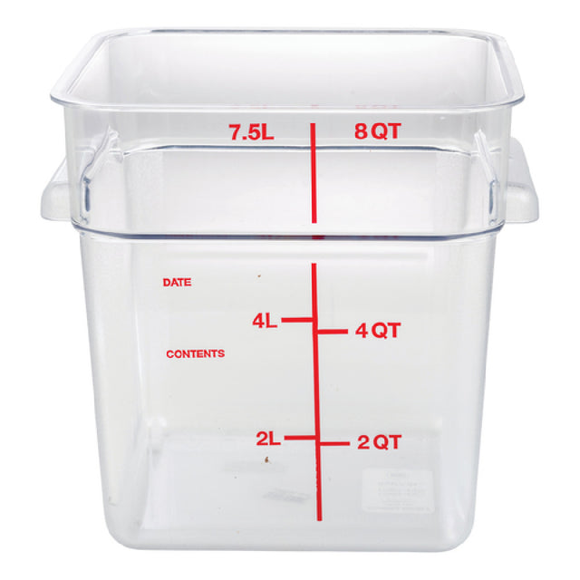Hubert 81662 - HUBERT® 8 Qt Clear Plastic Storage Container - 8 3/4"L X 8 3/4"W X 9"D