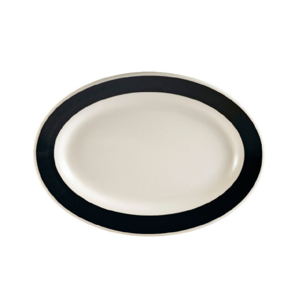 CAC China R-34-BLK Rainbow Platter 9-3/8"L X 6-1/4"W X 3/4"H Oval