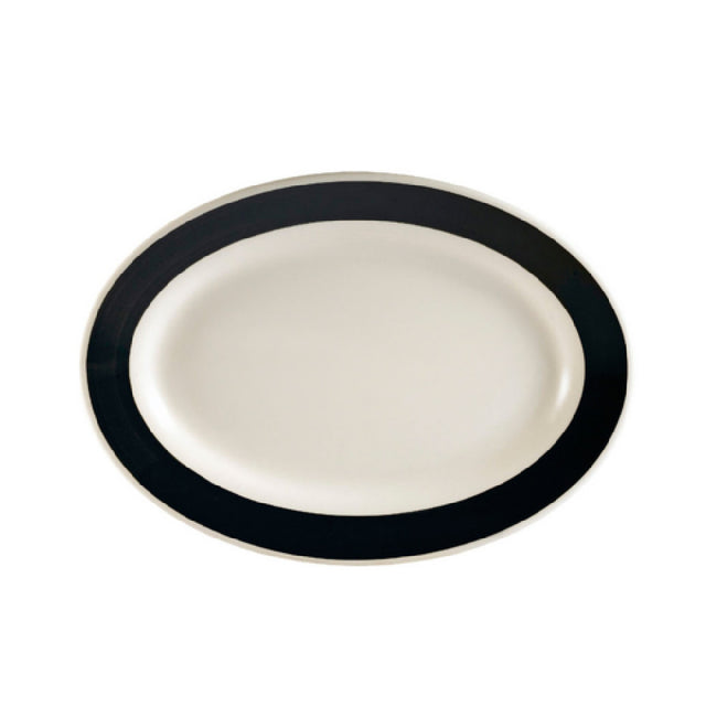 CAC China R-34-BLK Rainbow Platter 9-3/8"L X 6-1/4"W X 3/4"H Oval
