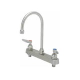 T&S Brass S-1142 EverSteel 8" Stainless Steel Deck Mount Workboard Faucet With Stainless Steel Lever Handles And Stainless Steel Swivel Gooseneck With 2.2 GPM Stainless Steel Aerator