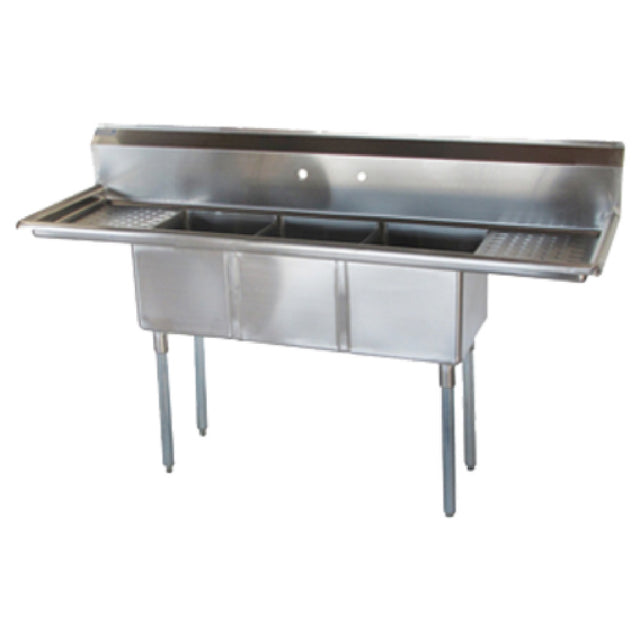 Turbo Air TSCS-3-21 Sink 3-compartment With 15" Left & Right Hand Drainboard