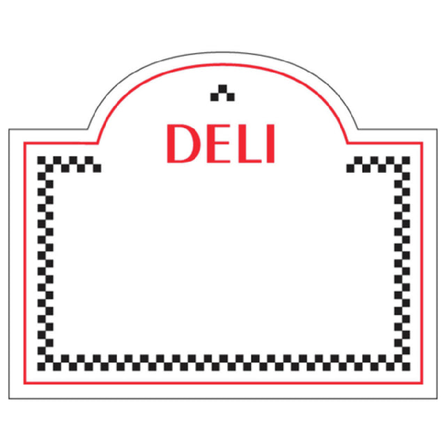 Hubert 85986 - Merchandising Tag, "Deli" With Black Checkered Border, 3-5/16" X 2-3/4"H
